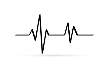 Outline heartbeat icon isolated on white, medicine sign, sketch vector stock illustration