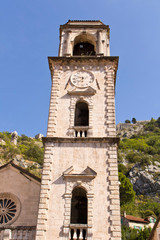 Fototapeta na wymiar Old clock tower in the old town. Cator. Old town. Montenegro.