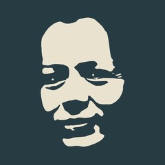 Face front view. Elegant silhouette of a female head. Portrait of a happy smiled woman