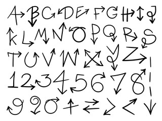 Hand drawn arrow vector icons set.