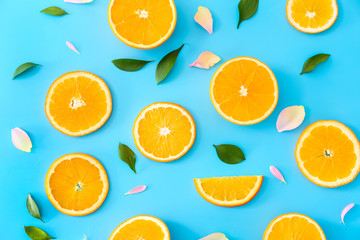 Sweet oranges on color background