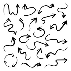 Hand drawn arrow vector icons set.