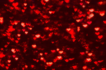 Naklejka na ściany i meble Valentines Day banner background made of many red hearts. Copyspace. Love concept.