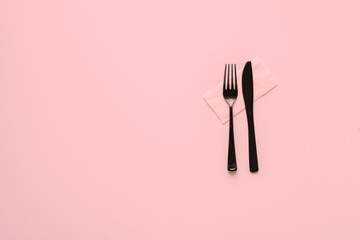 top view conceptual minimalism with plastic table utensil tablewear cultery