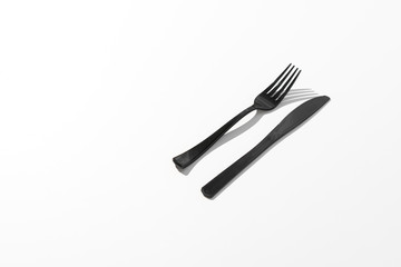 top view conceptual minimalism with plastic table utensil tablewear cultery