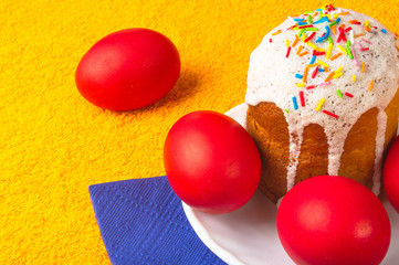 Kulichi, traditional Russian Easter cake with icing