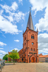 Fototapeta na wymiar View of Lutheran St. Nicolai church in Vejle.Denmark