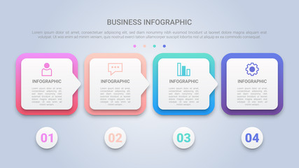 3D Infographic Template for Business with Four Steps Multicolor Label