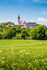 Famous Andechs Abbey in summer, district of Starnberg, Upper Bavaria, Germany