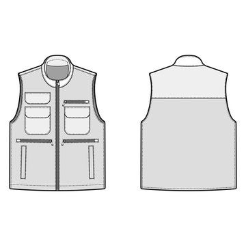 Utility Vest fashion flats template