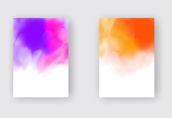 Set of bright colorful vector watercolor background