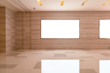 Empty advertising light box in the mall corridor