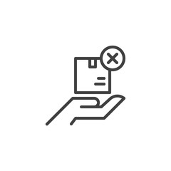 Parcel delivery reject line icon. linear style sign for mobile concept and web design. The package is not delivered outline vector icon. Symbol, logo illustration. Vector graphics