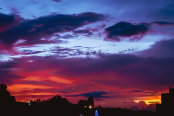 Fototapeta premium Beautiful sunset during the monsoon at Wankaner, Gujarat, India