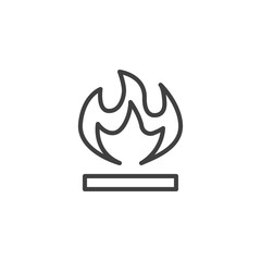 Flammable packaging line icon. linear style sign for mobile concept and web design. Cargo logistics sign outline vector icon. Symbol, logo illustration. Vector graphics