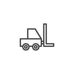 Forklift Truck line icon. linear style sign for mobile concept and web design. Shipping and Delivery Loader truck outline vector icon. Symbol, logo illustration. Vector graphics