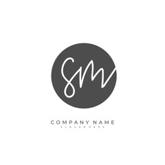Handwritten initial letter S M SM for identity and logo. Vector logo template with handwriting and signature style.