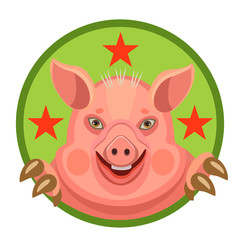 Pig suitable for products and cheerful smile suitable for any use for icons on computer and on mobile phone and so on