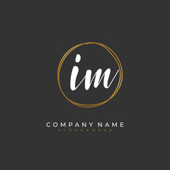 Handwritten initial letter I M IM for identity and logo. Vector logo template with handwriting and signature style.