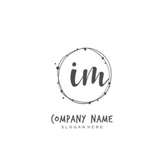 Handwritten initial letter I M IM for identity and logo. Vector logo template with handwriting and signature style.