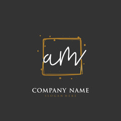 Handwritten initial letter A M AM for identity and logo. Vector logo template with handwriting and signature style.