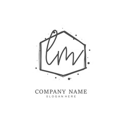 Handwritten initial letter L M LM for identity and logo. Vector logo template with handwriting and signature style.