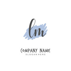 Handwritten initial letter L M LM for identity and logo. Vector logo template with handwriting and signature style.