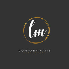 Handwritten initial letter L M LM for identity and logo. Vector logo template with handwriting and signature style.