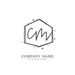 Handwritten initial letter C M CM for identity and logo. Vector logo template with handwriting and signature style.