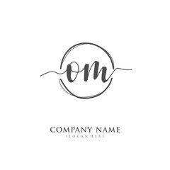 Handwritten initial letter O M OM for identity and logo. Vector logo template with handwriting and signature style. - obrazy, fototapety, plakaty