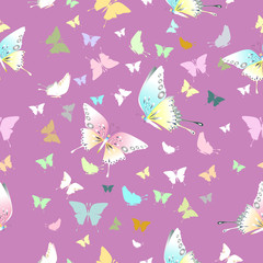 The abstract seamless colorful pattern of butterfly for background, Gift Wrap ,wallpaper, fabric print, cloth texture, vector illustration