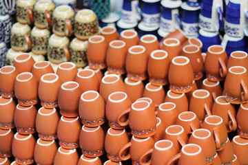 Naklejka na ściany i meble Ceramic Handmade Pottery Designer Colorful Tea Cups