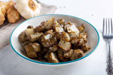 Homemade Roasted Jerusalem Artichoke with Garlic.