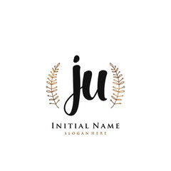 JU Initial handwriting logo vector