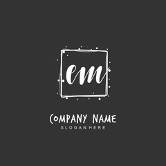 Handwritten initial letter E M EM for identity and logo. Vector logo template with handwriting and signature style.