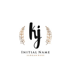 KJ Initial handwriting logo vector