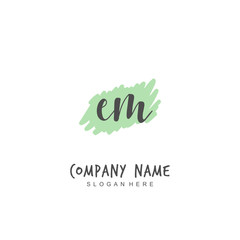 Handwritten initial letter E M EM for identity and logo. Vector logo template with handwriting and signature style.