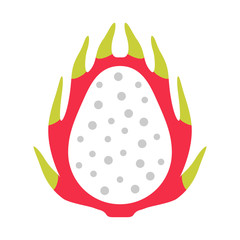 Cute exotic dragon fruit, isolated colorful vector icon. Bright single fruit illustration