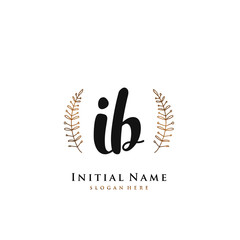IB Initial handwriting logo vector