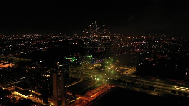 New Year Fireworks over city