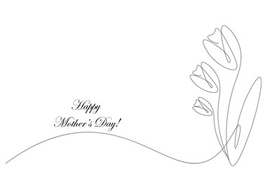 Happy mother's day card with tulips flower vector illustration