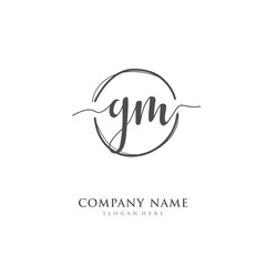 Handwritten initial letter G M GM for identity and logo. Vector logo template with handwriting and signature style.
