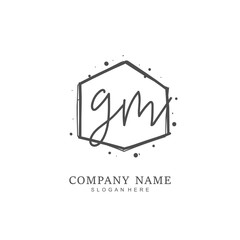 Handwritten initial letter G M GM for identity and logo. Vector logo template with handwriting and signature style.