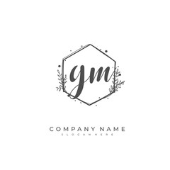 Handwritten initial letter G M GM for identity and logo. Vector logo template with handwriting and signature style.