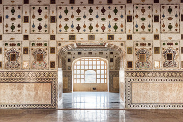 Awesome interior view of the Sheesh Mahal, the Amer Fort