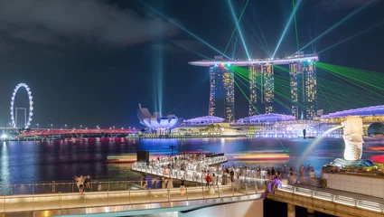 Photo sur Plexiglas Helix Bridge The most beautiful Viewpoint marina bay in Singapore city.