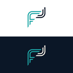 letter logo F + J monogram with the concept of combining F and J