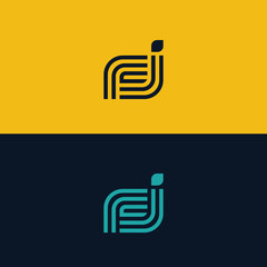 letter logo F + J monogram with the concept of combining F and J