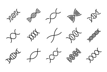 Simple set of DNA modern thin line icons. - obrazy, fototapety, plakaty