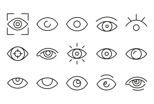 Vector line icons collection of eye.